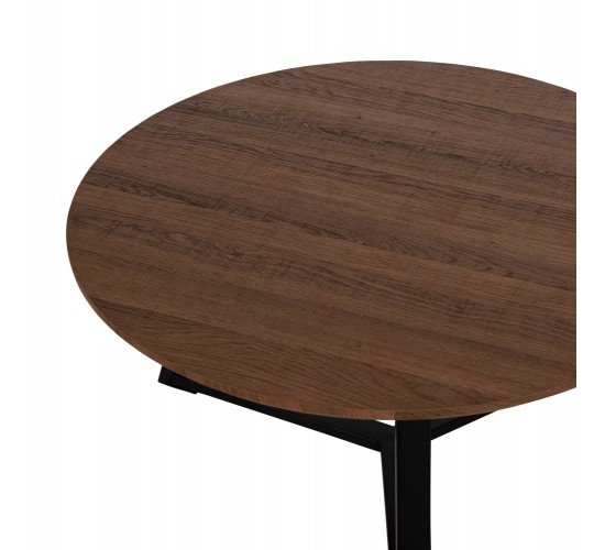 ΤΡΑΠΕΖΙ ΣΑΛΟΝΙΟΥ ΣΤΡΟΓΓΥΛΟ HM9586.04 MDF WALNUT-ΜΑΥΡΗ ΣΑΓΡΕ ΒΑΣΗ Φ80x42Υεκ.