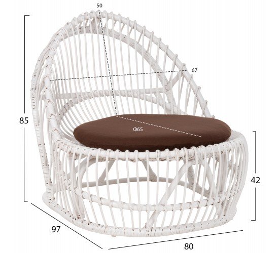 ΠΟΛΥΘΡΟΝΑ ENTROPY HM9840.02 RATTAN ΛΕΥΚΟ ΜΕ ΚΑΦΕ ΜΑΞΙΛΑΡΙ 80x97x85Υεκ.