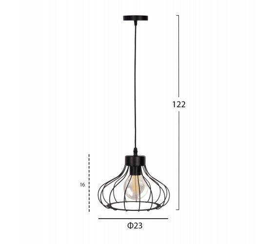 ΦΩΤΙΣΤΙΚΟ ΟΡΟΦΗΣ ΚΡΕΜΑΣΤΟ HM4114 ΜΑΥΡΟ ΜΕΤΑΛΛΙΚΟ ΣΦΑΙΡΙΚΟ ΚΑΠΕΛΟ Φ23x122Yεκ.