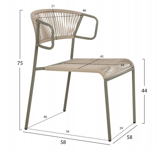 ΚΑΡΕΚΛΑ SUKI HM6053.05 ΜΕΤΑΛΛO KAI ΣΥΝΘΕΤΙΚΟ RATTAN ΣΕ ΑΝΟΙΧΤΟ ΠΡΑΣΙΝΟ 54x62x80Υεκ