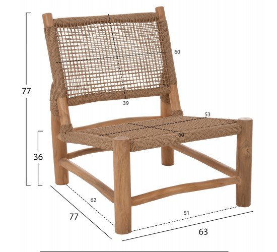 ΚΑΡΕΚΛΑ LONDER HM5986 ΞΥΛΟ TEAK ΣΕ ΦΥΣΙΚΟ ΚΑΙ ΣΥΝΘΕΤΙΚΟ RATTAN 63x77x77Υεκ.