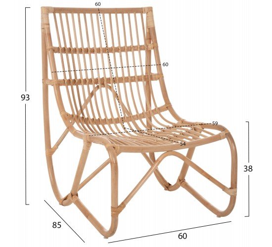 ΠΟΛΥΘΡΟΝΑ GRINN HM9815.01 ΡΑΒΔΟΙ RATTAN ΣΕ ΦΥΣΙΚΟ 60x85x93Yεκ.