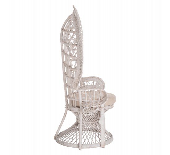 ΠΟΛΥΘΡΟΝΑ ROYAL PEACOCK HM9342.02 RATTAN ΣΕ ΛΕΥΚΟ-ΜΑΞΙΛΑΡΙ ΛΕΥΚΟ 114x72x150Yεκ.