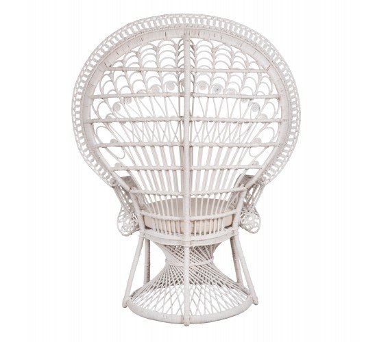 ΠΟΛΥΘΡΟΝΑ ROYAL PEACOCK HM9342.02 RATTAN ΣΕ ΛΕΥΚΟ-ΜΑΞΙΛΑΡΙ ΛΕΥΚΟ 114x72x150Yεκ.