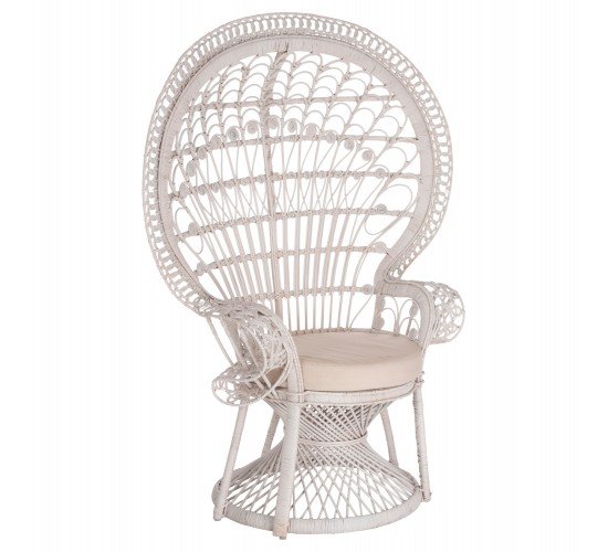 ΠΟΛΥΘΡΟΝΑ ROYAL PEACOCK HM9342.02 RATTAN ΣΕ ΛΕΥΚΟ-ΜΑΞΙΛΑΡΙ ΛΕΥΚΟ 114x72x150Yεκ.