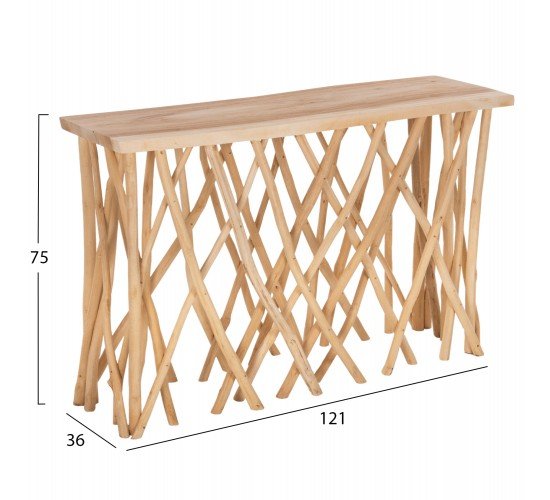 ΚΟΝΣΟΛΑ KRANT ΣΕ ΡΟΥΣΤΙΚ ΣΤΥΛ ΚΛΑΔΙΑ ΤEAK & 3εκ. ΕΠΙΦΑΝΕΙΑ 121X36X75Yεκ.HM9805
