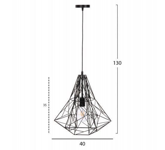 ΦΩΤΙΣΤΙΚΟ ΟΡΟΦΗΣ ΚΡΕΜΑΣΤΟ HM4068 ΜΑΥΡΟ ΜΕΤΑΛΛΙΚΟ ΚΑΠΕΛΟ 40x35x130Υεκ.