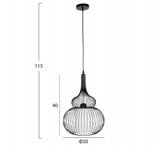 ΦΩΤΙΣΤΙΚΟ ΟΡΟΦΗΣ ΚΡΕΜΑΣΤΟ HM4185 ΜΑΥΡΟ ΜΕΤΑΛΛΟ-ΛΕΥΚΟ ΥΦΑΣΜΑ Φ30x115Υεκ