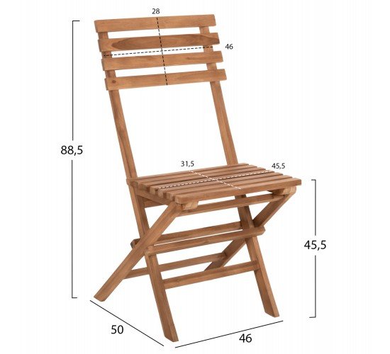 ΣΕΤ 3ΤΜΧ ΕΞΩΤ.ΧΩΡΟΥ ΠΤΥΣΣΟΜΕΝΟ KENDYR HM9907 ΜΑΣΙΦ TEAK ΞΥΛΟ-ΦΥΣΙΚΟ 46x50x88,5Υ