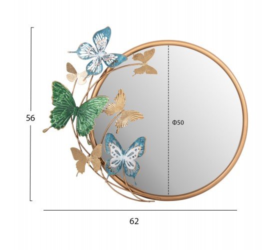ΚΑΘΡΕΠΤΗΣ ΤΟΙΧΟΥ ΣΤΡΟΓΓΥΛΟΣ ΗΜ4213 ΜΕΤΑΛΛΟ ΣΕ ΧΡΥΣΟ-ΠΡΑΣΙΝΟ-ΜΠΛΕ 62x6,5x56Yεκ.