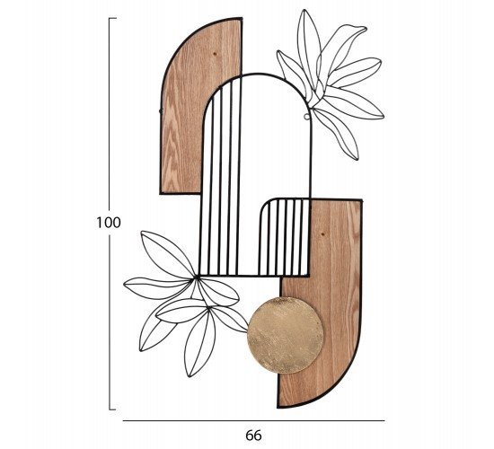 ΔΙΑΚΟΣΜΗΤΙΚΟ ΤΟΙΧΟΥ HM4218 ΞΥΛΟ ΣΕ ΦΥΣΙΚΟ-ΜΑΥΡΟ ΜΕΤΑΛΛΟ 66x100Υ εκ.