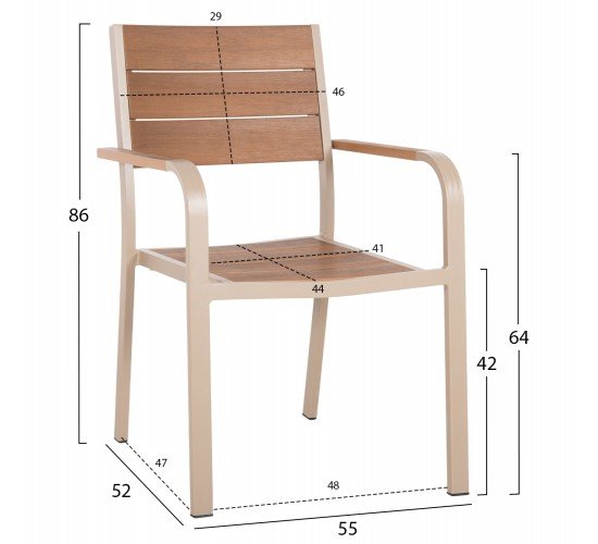 ΠΟΛΥΘΡΟΝΑ ΑΛΟΥΜΙΝΙΟΥ SAGA HM5127.04 ΣΑΜΠΑΝΙ ΜΕ POLYWOOD 55x52x86Yεκ.