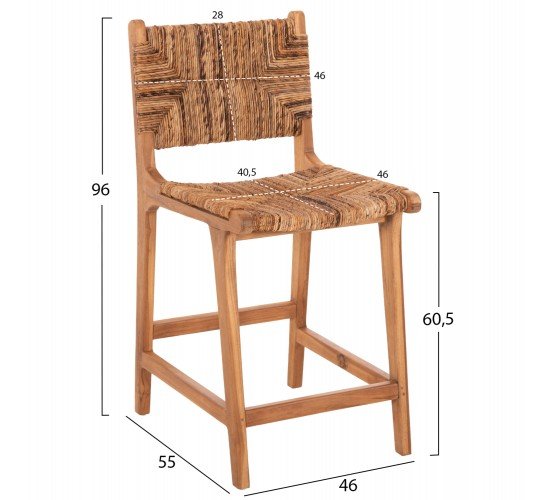 ΣΚΑΜΠΟ ΜΠΑΡ WALTER HM9842 ΞΥΛO TEAK ΣΕ ΦΥΣΙΚΟ-ΨΑΘΑ 46x55x96Υεκ.