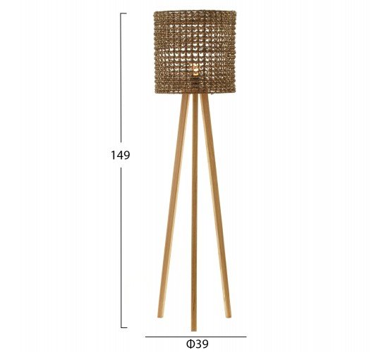 ΕΠΙΔΑΠΕΔΙΟ ΦΩΤΙΣΤΙΚΟ HM4351 RUBBERWOOD-RATTAN-PAPER ROPE ΣΕ ΦΥΣΙΚΟ Φ39x149Υεκ.