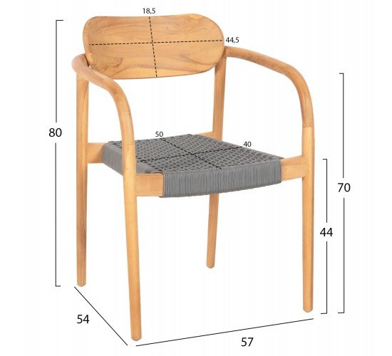 ΠΟΛΥΘΡΟΝΑ OSLO HM9636.08 ΞΥΛΟ TEAK ΦΥΣΙΚΟ & ΓΚΡΙ ΣΧΟΙΝΙ 55x54x80Yεκ.