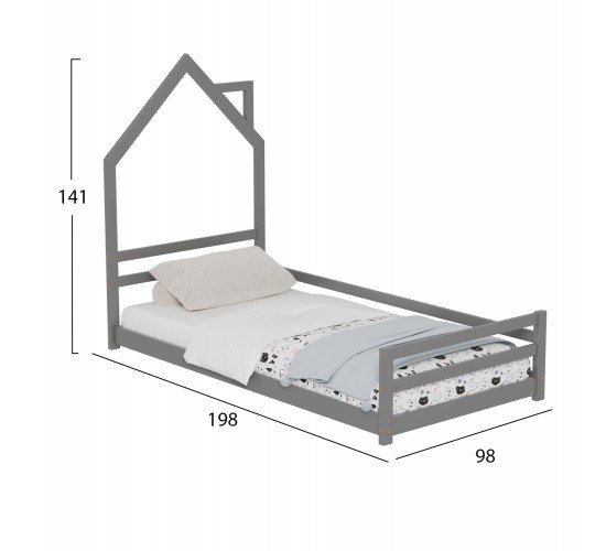 ΚΡΕΒΑΤΙ ΠΑΙΔΙΚΟ HOUSER HM676.05 τ.MONTESSORI ΞΥΛΟ ΠΕΥΚΟ ΓΚΡΙ- 190x90εκ