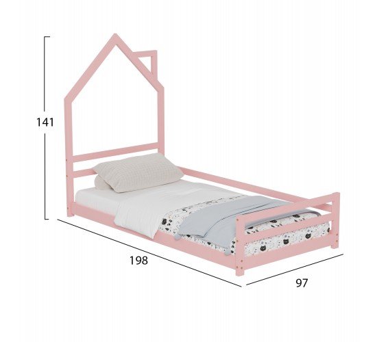 ΚΡΕΒΑΤΙ ΠΑΙΔΙΚΟ HOUSER HM676.06 τ.MONTESSORI ΞΥΛΟ ΠΕΥΚΟ ΡΟΖ- 190x90εκ