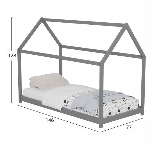 ΚΡΕΒΑΤΙ ΠΑΙΔΙΚΟ PEPE HM678.05 τ.MONTESSORI ΞΥΛΟ ΠΕΥΚΟ ΓΚΡΙ- 140x70εκ