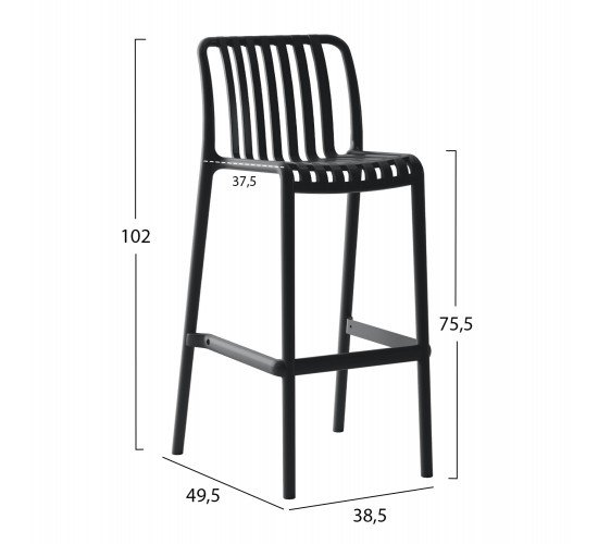 ΣΚΑΜΠΟ BAR ΠΟΛΥΠΡΟΠΥΛΕΝΙΟΥ CONVEE HM6098.02 ΜΑΥΡΟ 38,5x49,5x102Υεκ.