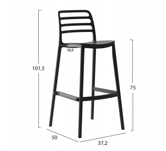 ΣΚΑΜΠΟ BAR ΠΟΛΥΠΡΟΠΥΛΕΝΙΟΥ SNOD HM6099.02 ΜΑΥΡΟ 37,2x50x101,5Υεκ.