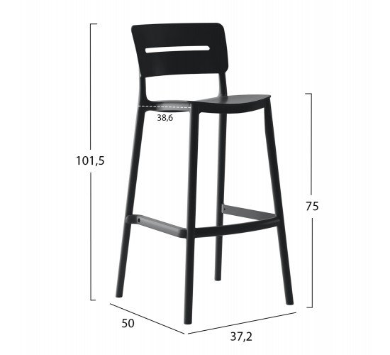 ΣΚΑΜΠΟ BAR ΠΟΛΥΠΡΟΠΥΛΕΝΙΟΥ SNOD2 HM6100.02 ΜΑΥΡΟ 37,2x50x101,5Υεκ.