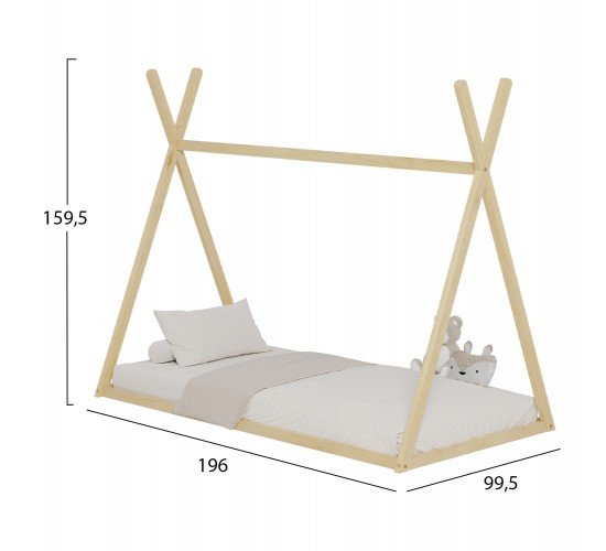 ΚΡΕΒΑΤΙ ΠΑΙΔΙΚΟ MUNK HM681.01 τ.MONTESSORI ΜΑΣΙΦ ΞΥΛΟ ΠΕΥΚΟΥ ΦΥΣΙΚΟ- 190x90εκ