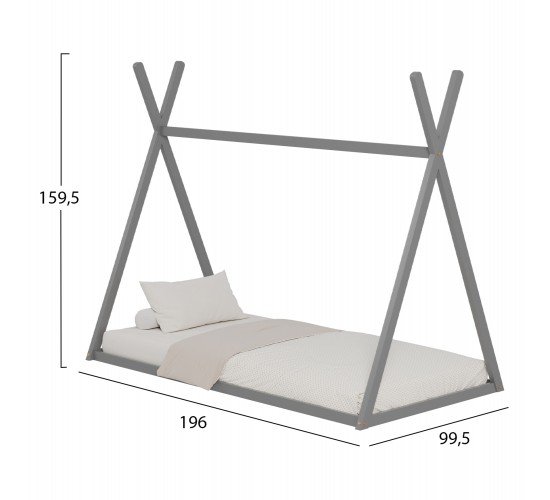 ΚΡΕΒΑΤΙ ΠΑΙΔΙΚΟ MUNK HM681.05 τ.MONTESSORI ΜΑΣΙΦ ΞΥΛΟ ΠΕΥΚΟΥ ΓΚΡΙ- 190x90εκ