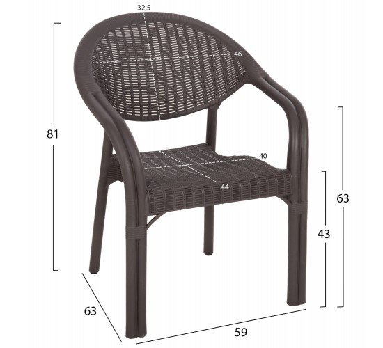 ΠΟΛΥΘΡΟΝΑ ΠΟΛΥΠΡΟΠΥΛΕΝΙΟΥ FETT HM6158.06 BAMBOO LOOK-ΚΑΦΕ 63x59x81Υεκ.