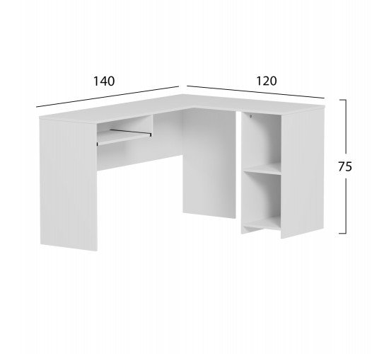 ΓΩΝΙΑΚΟ ΓΡΑΦΕΙΟ SHIG HM2135.03 MDF ΣΕ ΛΕΥΚΟ 140x120x75Υεκ