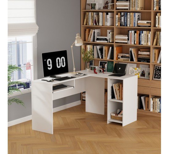 ΓΩΝΙΑΚΟ ΓΡΑΦΕΙΟ SHIG HM2135.03 MDF ΣΕ ΛΕΥΚΟ 140x120x75Υεκ