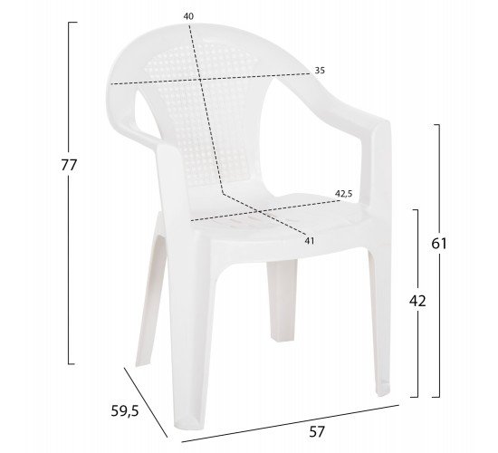 ΠΟΛΥΘΡΟΝΑ ΠΟΛΥΠΡΟΠΥΛΕΝΙΟΥ TUVANA HM6145.13 ΛΕΥΚΗ 57x59,5x77Υ εκ.