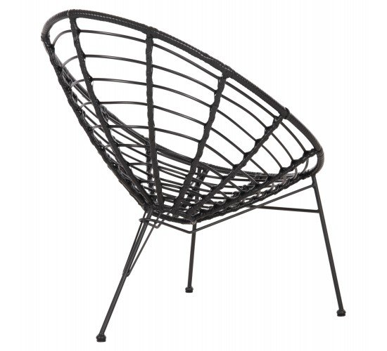 ΠΟΛΥΘΡΟΝΑ ΤΥΠΟΥ ΦΩΛΙΑ ΜΕΤΑΛΛΙΚΗ ALLEGRA HM5458.12 ΜΕ WICKER-ΜΑΥΡΟ 73x78x88Υεκ.