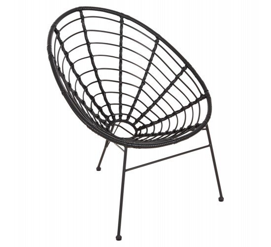 ΠΟΛΥΘΡΟΝΑ ΤΥΠΟΥ ΦΩΛΙΑ ΜΕΤΑΛΛΙΚΗ ALLEGRA HM5458.12 ΜΕ WICKER-ΜΑΥΡΟ 73x78x88Υεκ.