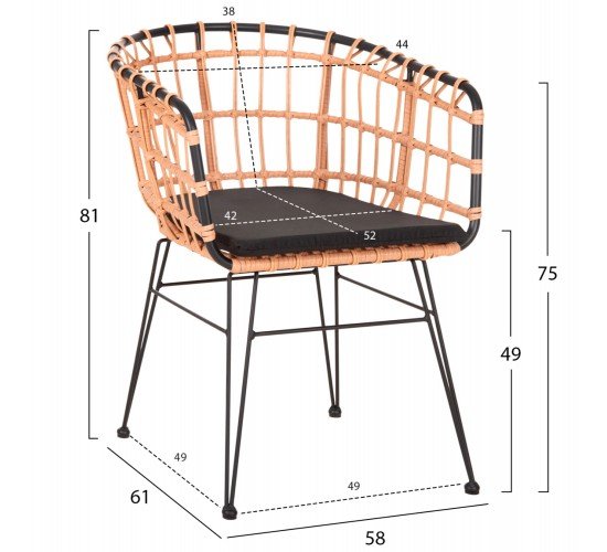 ΣΕΤ ΕΞΩΤ.ΧΩΡΟΥ 4ΤΜΧ ALLEGRA HM21051 ΣΥΝΘ.RATTAN ΜΠΕΖ-ΜΑΥΡΟ ΜΕΤΑΛΛΟ