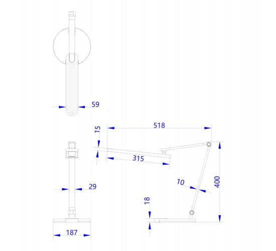 ΦΩΤΙΣΤΙΚΟ ΓΡΑΦΕΙΟΥ LED BLAIN PRO HM4454.02 ΜΑΥΡΗ ΒΑΣΗ ABS-ΓΚΡΙ ΑΛΟΥΜΙΝΙΟ 51,8x40Υεκ.