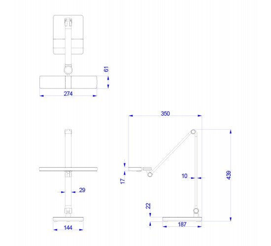 ΦΩΤΙΣΤΙΚΟ ΓΡΑΦΕΙΟΥ LED BLAIN PRO HM4461.02 ΜΑΥΡΟ ΜΑΤ ABS 35x43,9Υεκ.