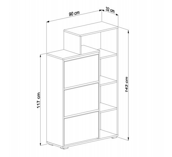 ΠΑΠΟΥΤΣΟΘΗΚΗ ROBBEN HM18189.01 ΜΕΛΑΜΙΝΗ ΣΕ ΛΕΥΚΟ 90x30x143Υεκ.