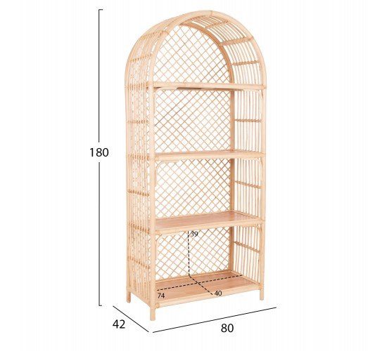 ΒΙΒΛΙΟΘΗΚΗ SIMOK HM9552.12 ΦΥΣΙΚΟ RATTAN ΣΕ ΦΥΣΙΚΟ ΧΡΩΜΑ 80x42x180Υεκ.