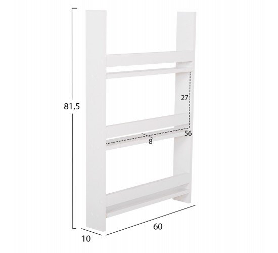 ΡΑΦΙΕΡΑ ΤΟΙΧΟΥ SANI HM18223.01 ΜΕΛΑΜΙΝΗ ΣΕ ΛΕΥΚΟ 60x10x90Υεκ. (3 ΡΑΦΙΑ)