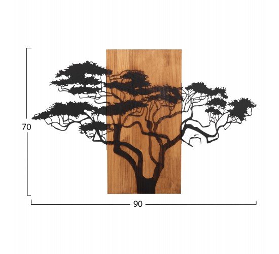 ΔΙΑΚΟΣΜΗΤΙΚΟ ΤΟΙΧΟΥ ΦΙΓΟΥΡΑ ΔΕΝΤΡΟΥ HM4648-ΦΥΛΛΑ ΜΕΤΑΛΛΟΥ-ΞΥΛΟ 90x3(βάθος)x58Υεκ.