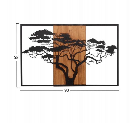 ΔΙΑΚΟΣΜΗΤΙΚΟ ΤΟΙΧΟΥ ΔΕΝΤΡΟ ΣΕ ΚΟΡΝΙΖΑ HM4650-ΦΥΛΛΑ ΜΕΤΑΛΛΟΥ-ΞΥΛΟ 90x3(βάθος)x58Υεκ.