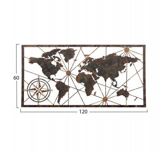 ΔΙΑΚΟΣΜΗΤΙΚΟ ΤΟΙΧΟΥ ΠΑΓΚΟΣΜΙΟΣ ΧΑΡΤΗΣ HM4656 ΜΕΤΑΛΛΟ ΧΑΛΚΙΝΟ 120x0,1x60Υεκ.