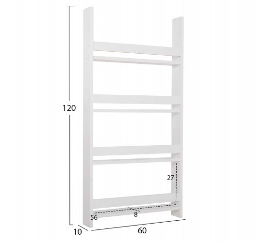 ΡΑΦΙΕΡΑ ΤΟΙΧΟΥ SANI HM18224.01 ΜΕΛΑΜΙΝΗ ΣΕ ΛΕΥΚΟ 60x10x120Υεκ. (4 ΡΑΦΙΑ)