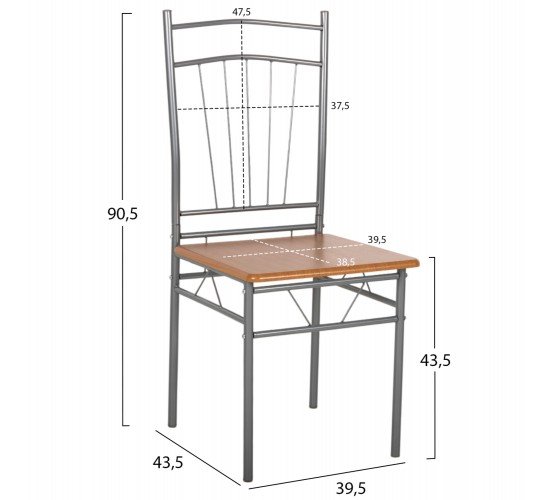 ΣΕΤ ΤΡΑΠΕΖΑΡΙΑΣ 5ΤΜΧ PEARY HM9416.12 ΜΕΤΑΛΛΟ ΑΣΗΜΙ-MDF ΣΟΝΑΜΑ 110x60x74Yεκ.