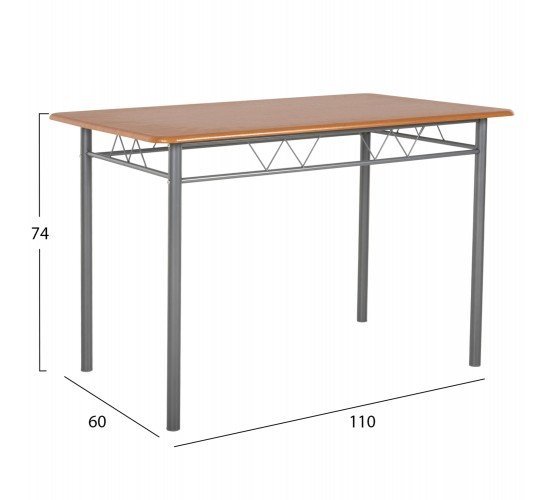 ΣΕΤ ΤΡΑΠΕΖΑΡΙΑΣ 5ΤΜΧ PEARY HM9416.12 ΜΕΤΑΛΛΟ ΑΣΗΜΙ-MDF ΣΟΝΑΜΑ 110x60x74Yεκ.