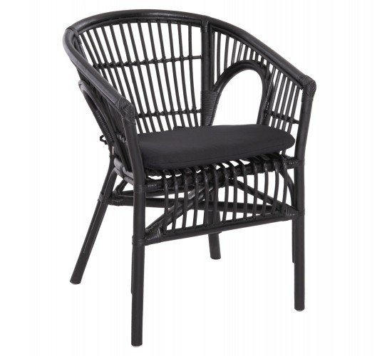 ΠΟΛΥΘΡΟΝΑ DAMPAR HM9929.03 RATTAN & ΜΑΞΙΛΑΡΙ ΣΕ ΜΑΥΡΟ 58x63x79Υεκ.