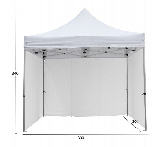 GAZEBO ΕΠΑΓΓΕΛΜΑΤΙΚΟ ΜΕ 3 ΠΛΑΙΝΑ ΠΑΝΙΑ ΣΚΙΑΣΗΣ CRESSEN HM21097.01 ΠΤΥΣΣΟΜΕΝΟ ΑΛΟΥΜΙΝΙΟΥ 3x3x3,4Yεκ