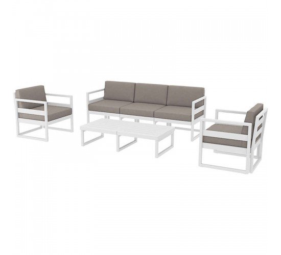 MYKONOS SET 3ΘΕΣ.WHITE ΜΕ ΜΑΞ.(3ΘΕΣ. 2ΠΟΛ. ΤΡΑΠ 130εκ.) SIESTA 200X72X75/73X72X75/130X65X33εκ.