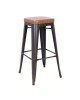 RELIX Σκαμπό BAR, Μέταλλο Βαφή Antique Black, PU Camel, Στοιβαζόμενο  43x43x78cm [-Μαύρο/Καφέ-] [-Μέταλλο/PVC - PU-] Ε5190P,104