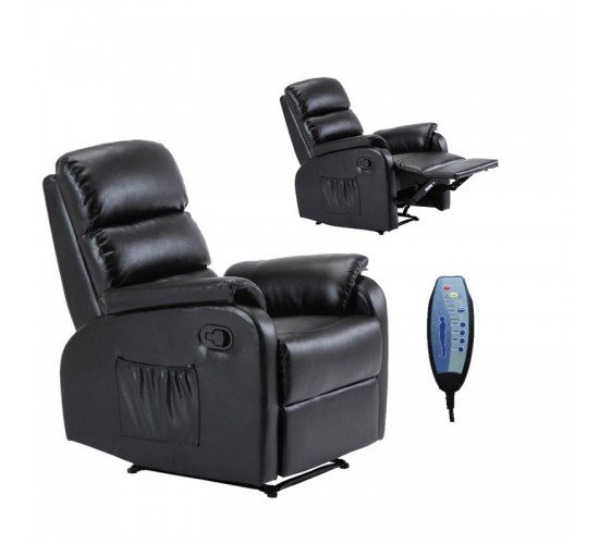 COMFORT Massage Πολυθρόνα Relax, Σαλονιού - Καθιστικού, PU Μαύρο  74x90x98cm [-Μαύρο-] [-PU - PVC - Bonded Leather-] Ε9733,2